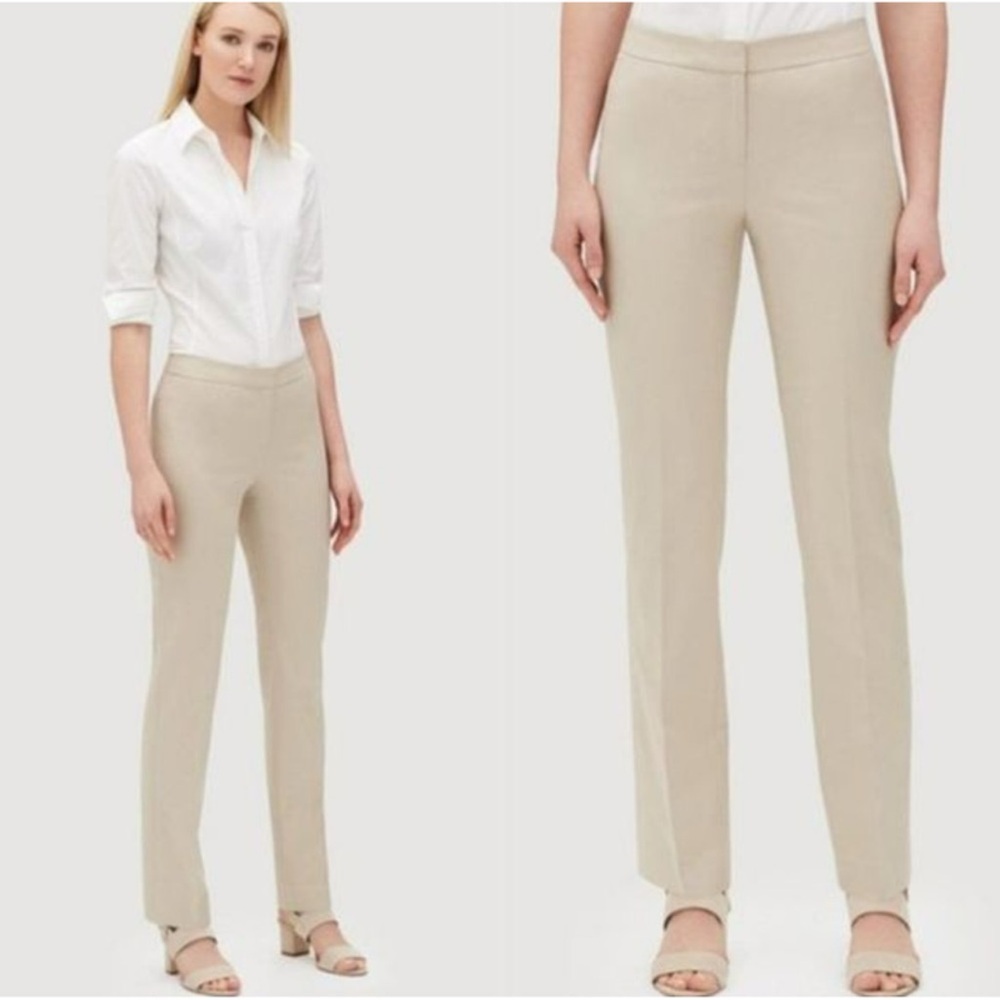 Lafayette 148 New York Barrow Straight Leg Trouser in Khaki | 12 NWT